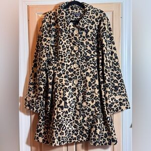 Roaman's Leopard Print Cape in Black and Tan
